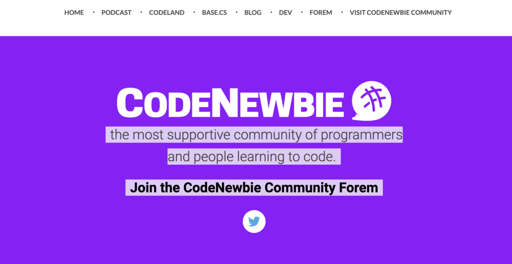 A screenshot of the codenewbie learning community website