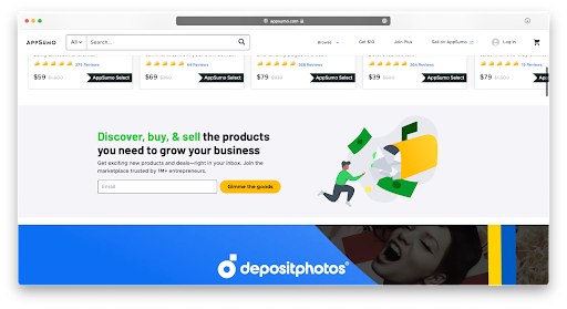 Screenshot of AppSumo website