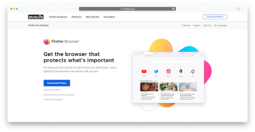 Screenshot of Mozilla website