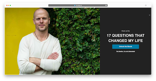 Screenshot of Tim Ferris website