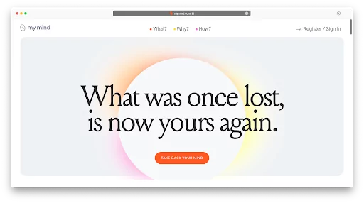 Screenshot of mymind website